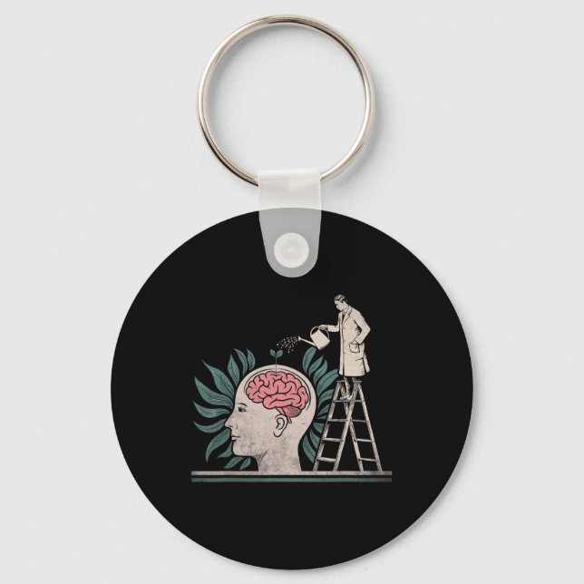 Feeding Brain Mental Health Awareness Prevent Suic Key Ring (Front)