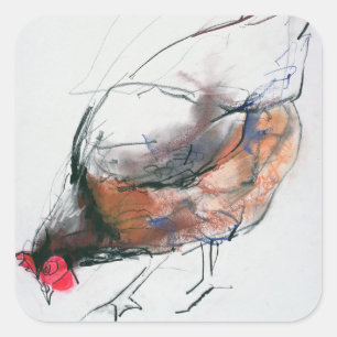 Feeding Hen Trasierra 1998 Square Sticker