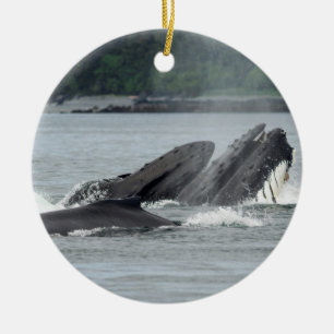 Feeding Humpback Whales Ceramic Tree Decoration
