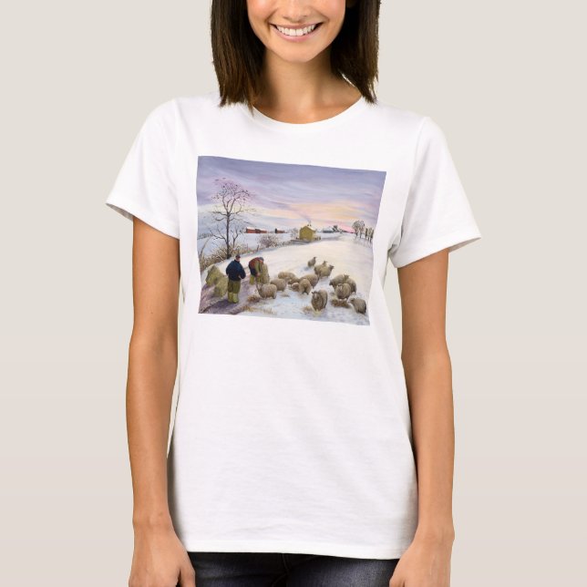 Feeding sheep in winter T-Shirt (Front)