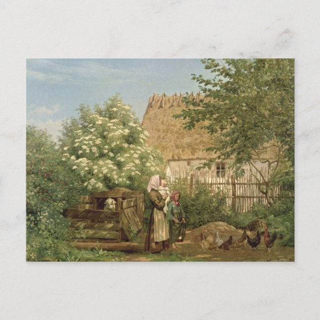 Feeding the Chickens Postcard (Front)