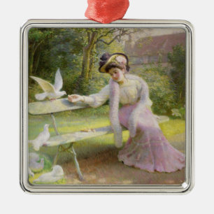 Feeding the Doves Metal Tree Decoration