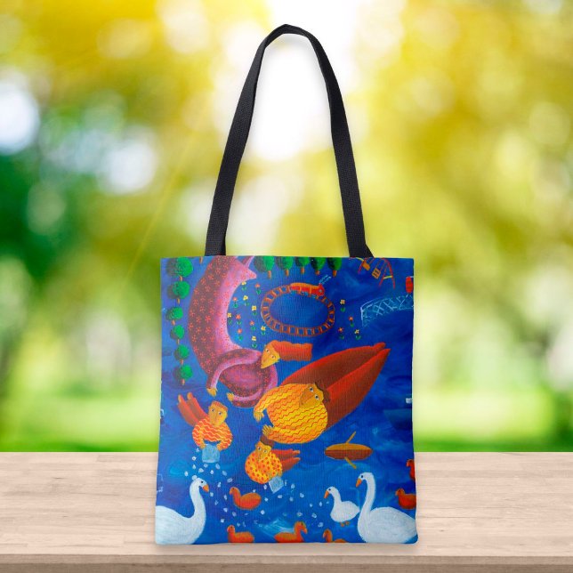 Feeding The Ducks Contemporary Painting Tote Bag (Creator Uploaded)