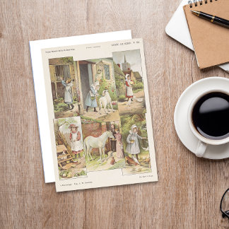 Feeding the Farm Animals Postcard