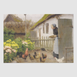 Feeding the Hens (by H.A. Brendekilde) Tissue Paper