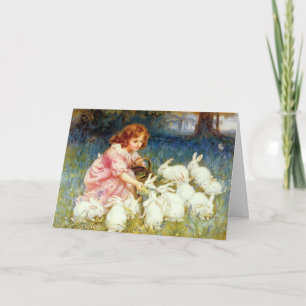 Feeding the Rabbits Easter Holiday Card