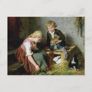 Feeding the Rabbits Postcard