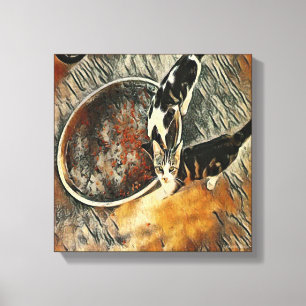 Feeding Time! - Brown Trim Canvas Print
