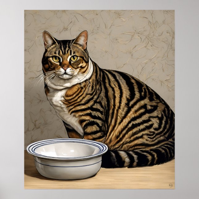 Feeding Time? - Cat Art Print (Front)