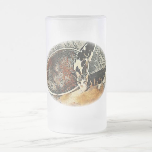 Feeding Time! Frosted Glass Beer Mug (Center)
