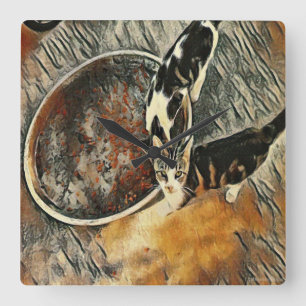Feeding Time! Square Wall Clock