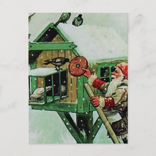 “Feeding Winter Birds” by Jenny Nystrom Postcard (Front)