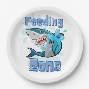 FEEDING ZONE SHARK , CARTOON STYLE PAPER PLATE