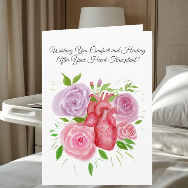 Feel Better After Heart Transplant Heart Roses Card (Creator Uploaded)