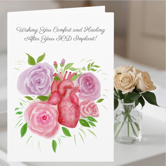Feel Better After ICD Implant Heart Roses Card (Creator Uploaded)
