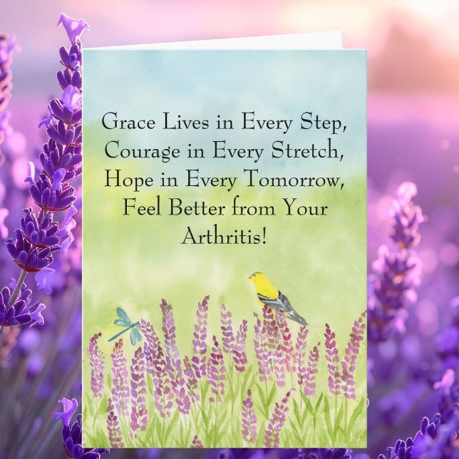 Feel Better Arthritis Gold Finch With Lavender Card (Creator Uploaded)