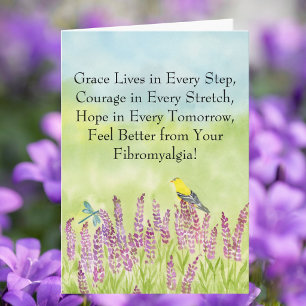 Feel Better Fibromyalgia Gold Finch With Lavender Card