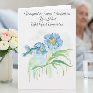Feel Better From Amputation Poppy, Hummingbird Card