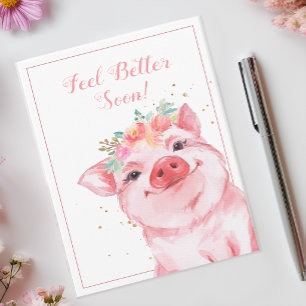 Feel Better Soon Cute Pig Card