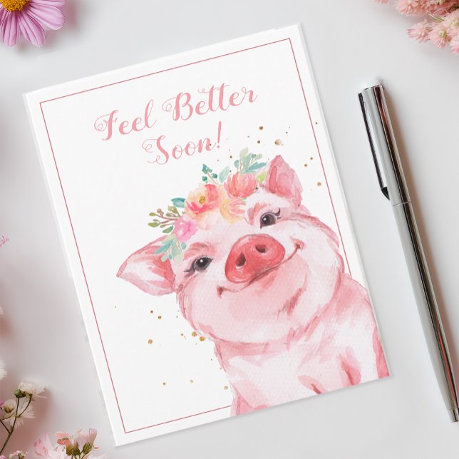 Feel Better Soon Cute Pig Card (Feel Better Soon Card)