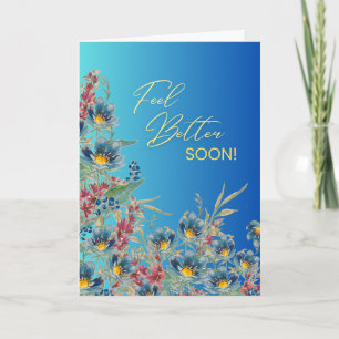 Feel Better Soon – Elegant Blue Watercolor Floral  Card