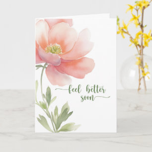 Feel Better Soon Elegant Large Watercolor Flower Card