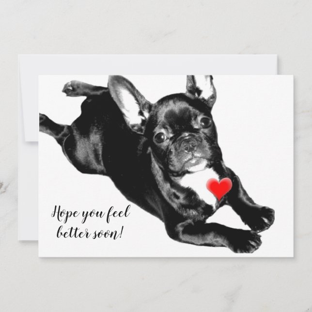 Feel better soon French Bulldog flat card (Front)
