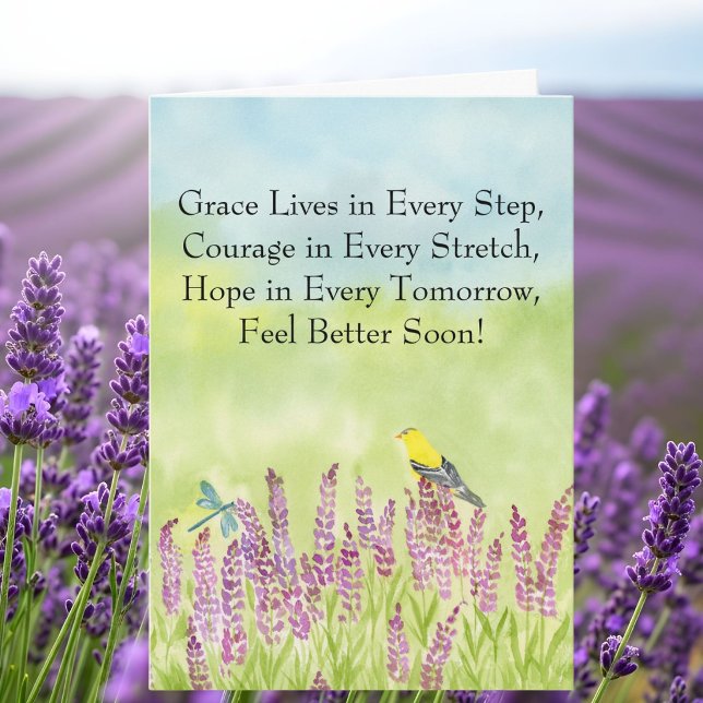 Feel Better Soon Gold Finch With Lavender Card (Creator Uploaded)
