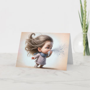 Feel Better Soon Sneezing Girl With Tissue Card