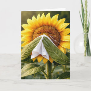 Feel Better Soon Sunflowers Sneezing into a Tissue Card