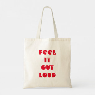 "Feel It Out Loud" two-sided red/purple tote bag