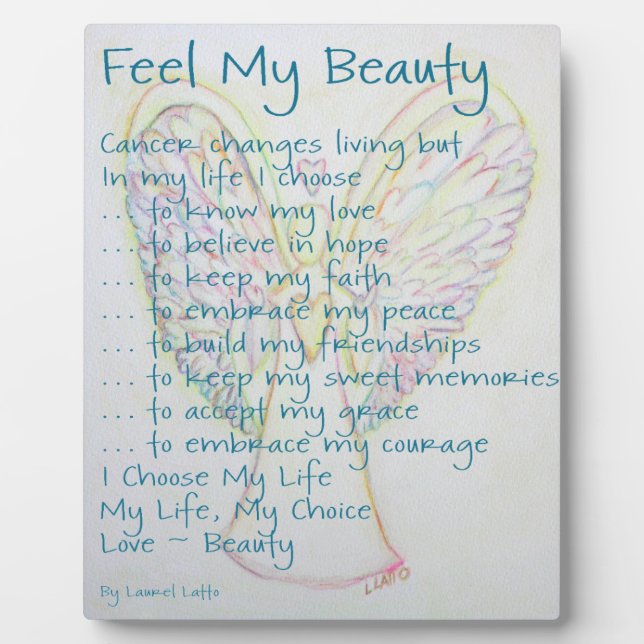Feel My Beauty Cancer Poem Angel Painting Plaque (Front)