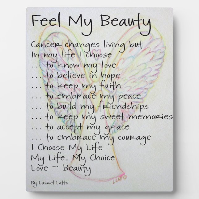 Feel My Beauty Cancer Poem Angel Painting Plaque (Front)