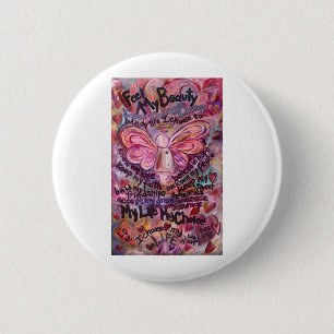 Feel My Beauty Pink Cancer Angel 6 Cm Round Badge