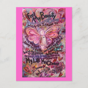 Feel My Beauty Pink Cancer Angel Postcard