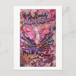 Feel My Beauty Pink Cancer Angel Postcard