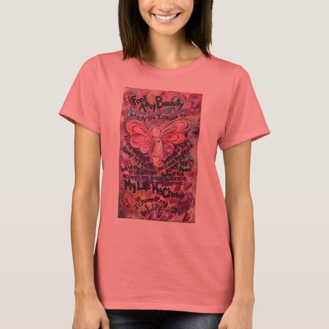Feel My Beauty Pink Cancer Angel T-Shirt (Front)