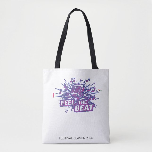 Feel the Beat | Retro Microphone Personalized Musi Tote Bag (Front)