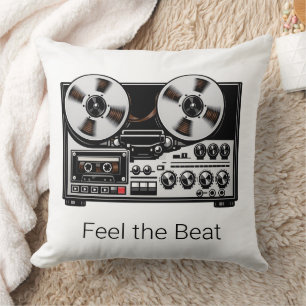 Feel the Beat Retro Reel to Reel Tape Pillow