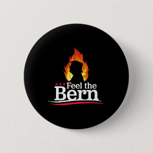 Feel The Bern - Flaming Trump Fire Campaign Logo B 6 Cm Round Badge
