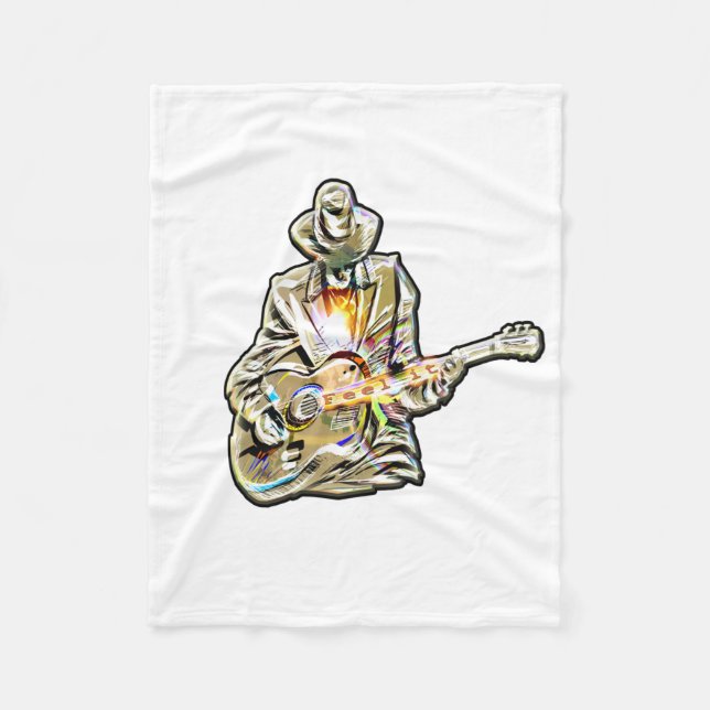 Feel the Blues – Artistic Guitar Design Fleece Blanket (Front)