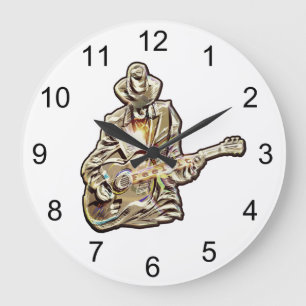 Feel the Blues – Artistic Guitar Design Large Clock