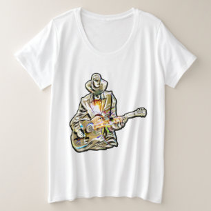 Feel the Blues – Artistic Guitar Design Plus Size T-Shirt