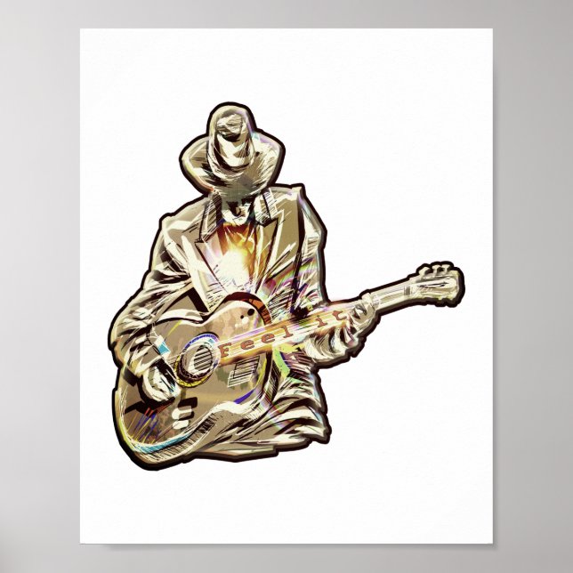 Feel the Blues – Artistic Guitar Design Poster (Front)