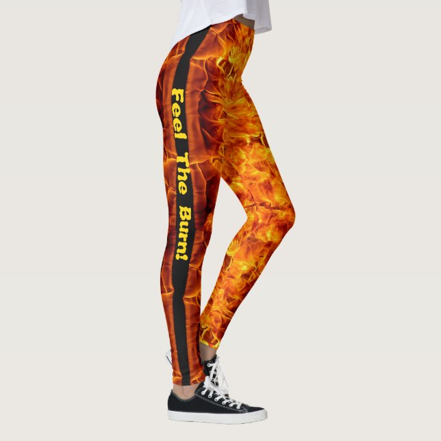 Feel The Burn Fire Leggings S XL Personalise Pants (Right)