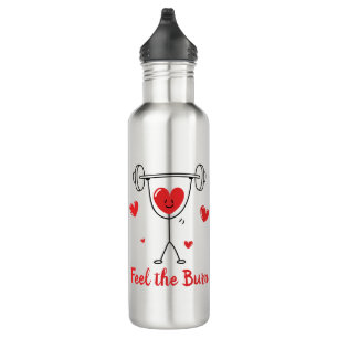 Feel the Burn Heart Workout Funny Gym  710 Ml Water Bottle