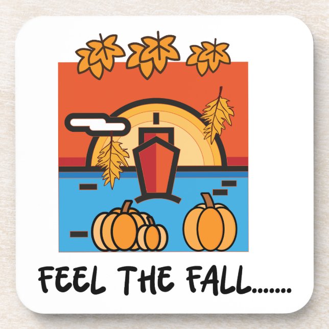 Feel the Fall Autumn Season Vibes Coaster (Front)