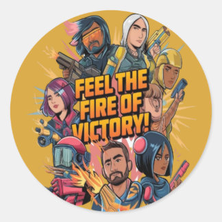 Feel the fire of victory classic round sticker