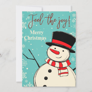 Feel the Joy Merry Christmas Snowman Holiday Card