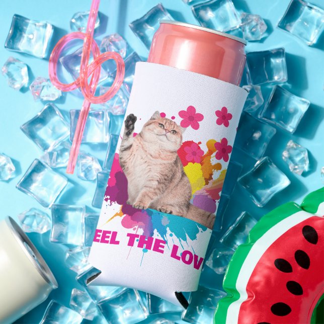 Feel the Love Beautiful Design Seltzer Can Cooler (In Situ Summer)